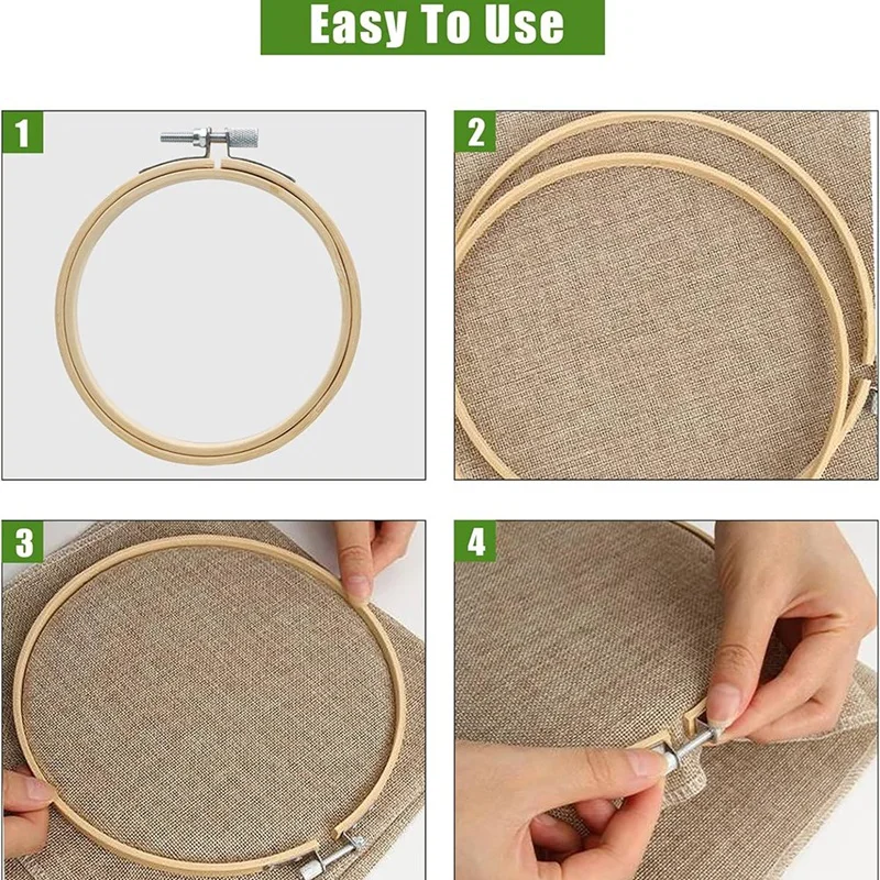 ABKP-2 Pieces Embroidery Hoops, Round Wooden Embroidery Hoops, Wooden Frames For Arts Crafts Sewing