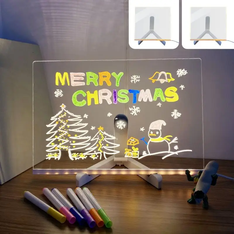 

USB LED Night Light Acrylic Message Note Board Lamp Erasable Children Drawing Board Kids Gifts Bedroom Night Lamp With 7 Markers