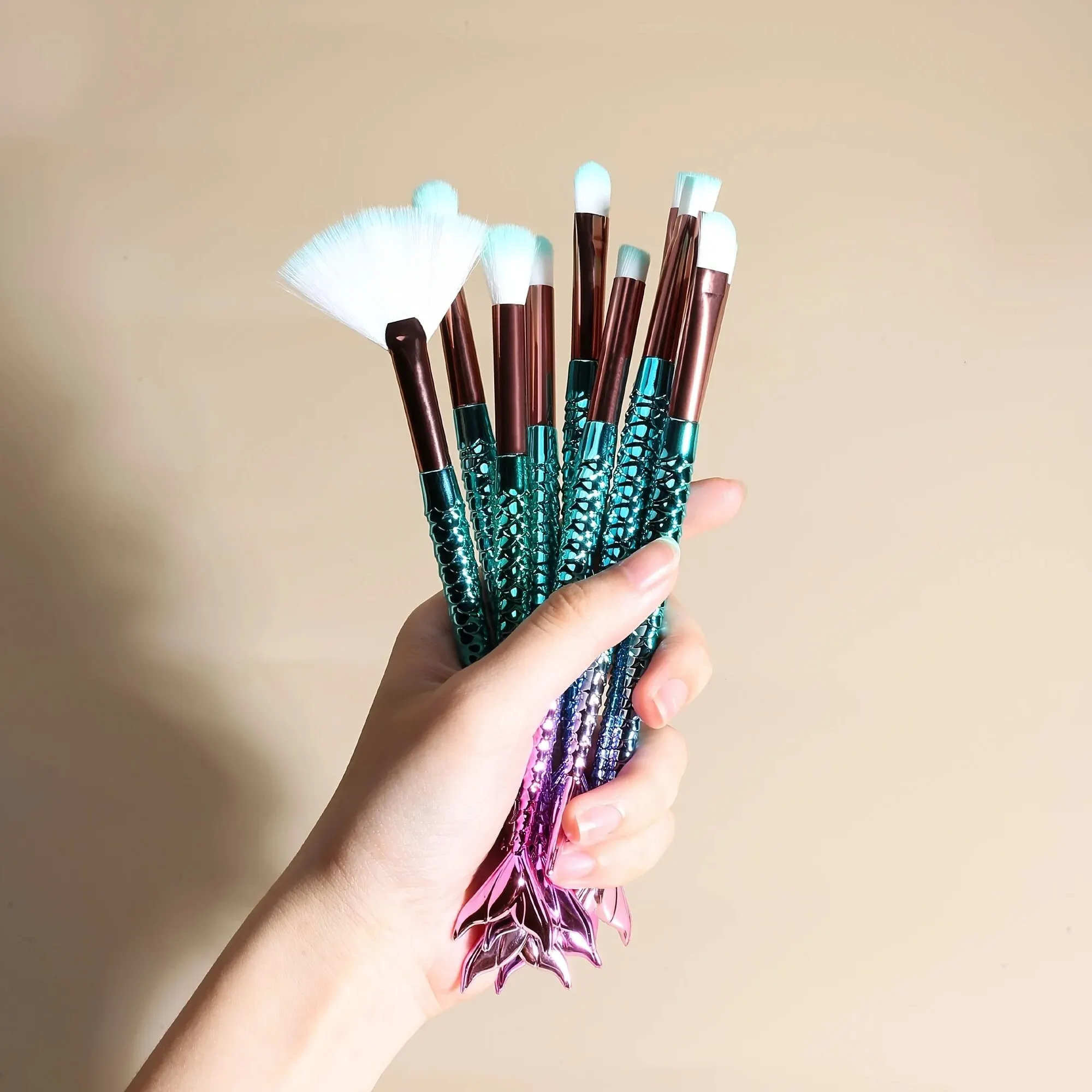 11Pcs/Set Professional Mermaid Makeup Brushes Eye Set Kits Shadow Eyeliner High Quality Makeup Brush Tools Eyebrow Beauty Tools