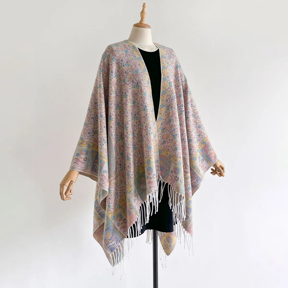 New Winter Women Poncho Warm National Style Large Shawl Paisley Print Thickening Blanket Luxury Scarf Female Cloak Pashmina