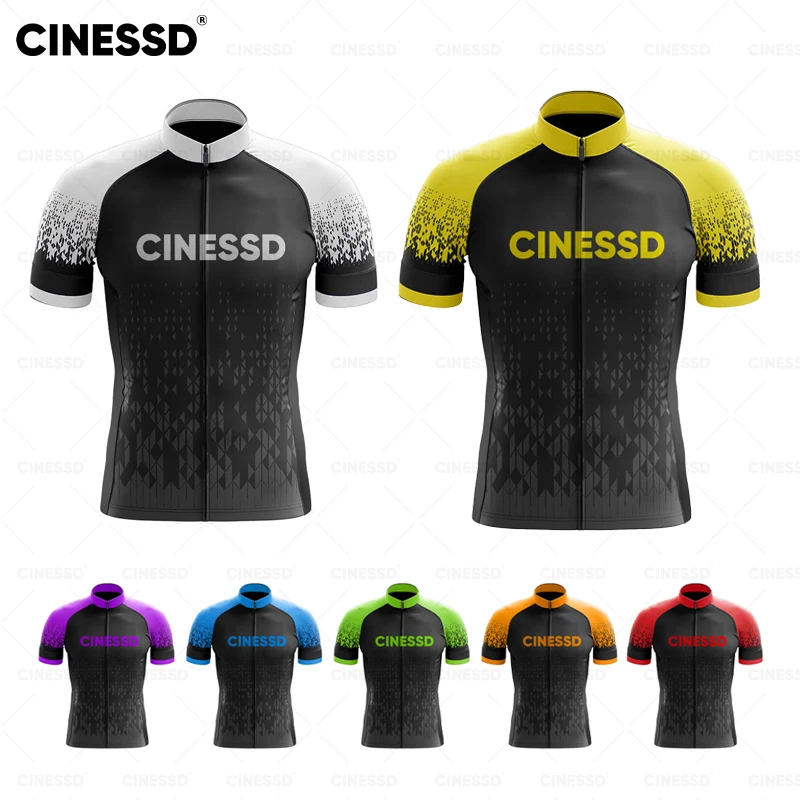 

CINESSD Summer Cycling Jersey for Men MTB Maillot Bike Shirt Mountain Bicycle Clothing 2023 Breathable Short Sleeve Tops Man