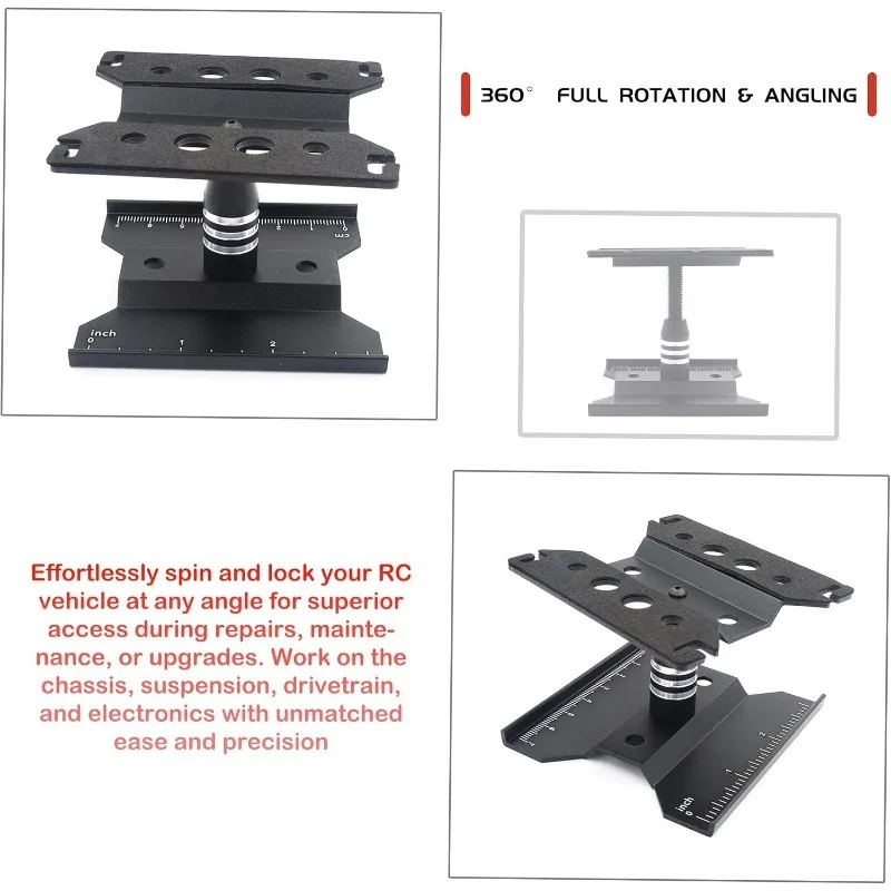 RC Car Workbench Maintenance Tool 360 ° Rotating Frame Suitable for 1/24 1/18 TRX4M SCX24 Fcx24 Scale Repair Display Stand