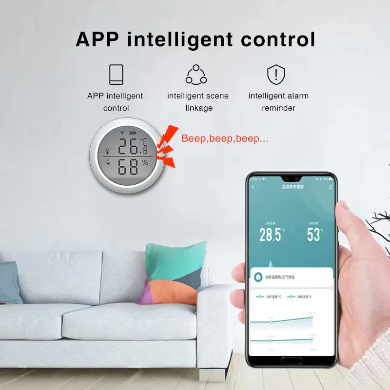 With LED Screen Tuya ZigBee Smart Home Temperature And Humidity Sensor Linkable Shouji WIFI Hygrometer Support Alexa Google |