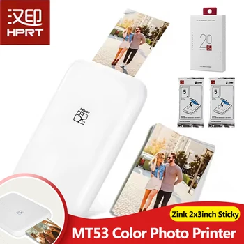 Stampante Fotografica Portatile HPRT MT53, Mini Stampante Tascabile Bluetooth con Tecnologia Zink, Carta Fotografica a Colori 2x3 Pollici Adesiva