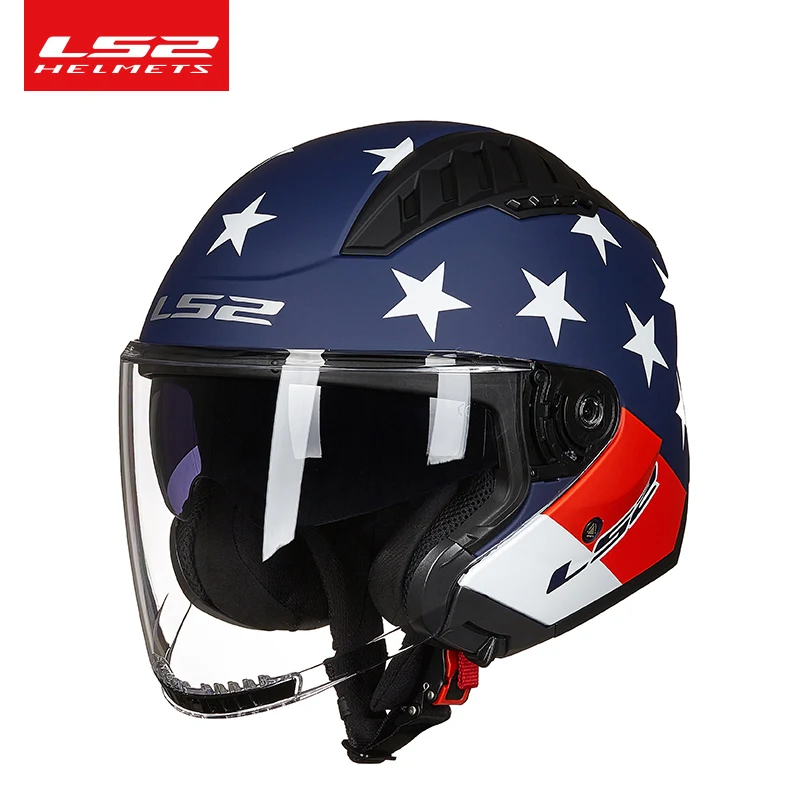 Original LS2 COPTER Retro Motorcycle Helmet with Dual Lens Scooter Man