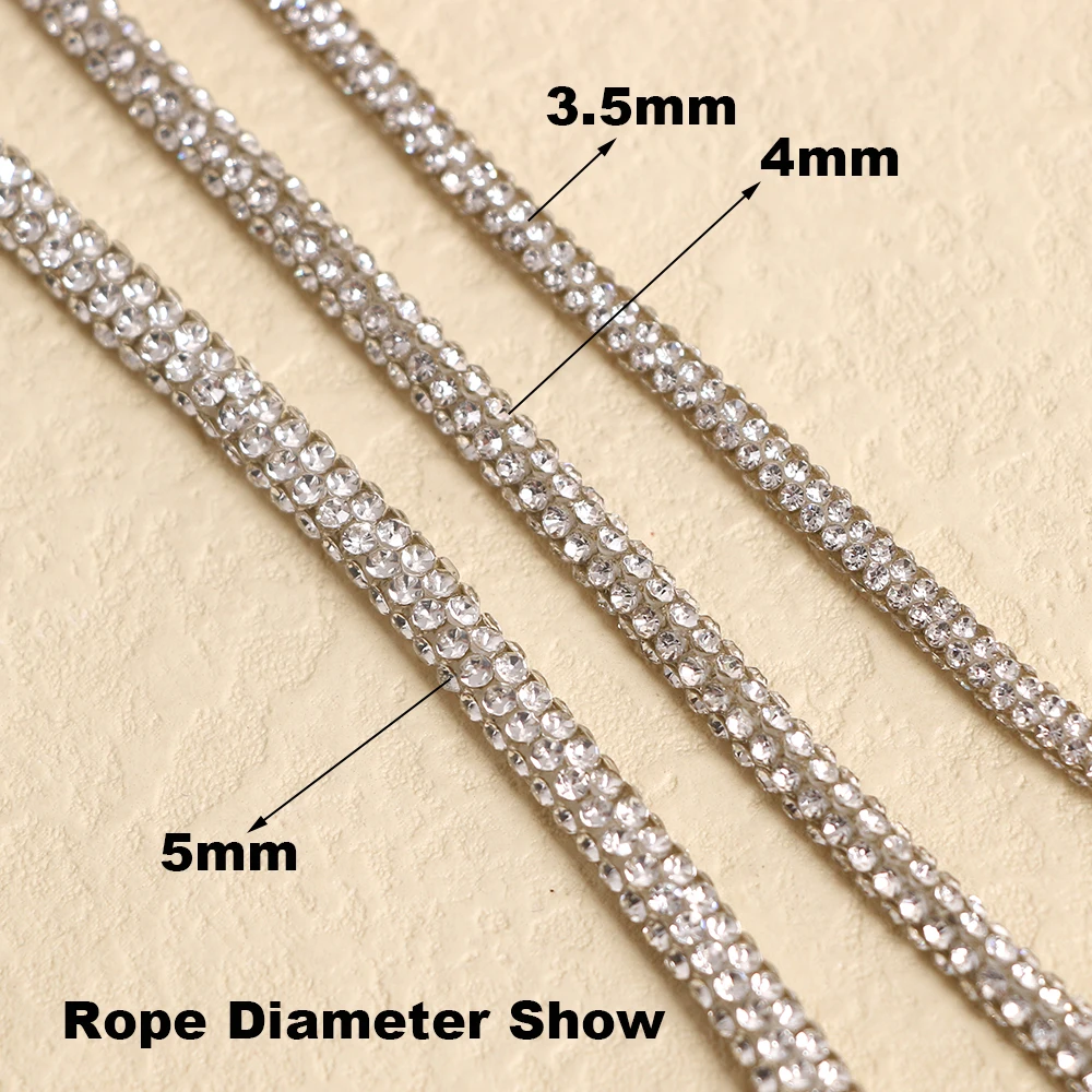 Rhinestone Rope Glitter 4mm 2 Yards Crystal Tube Cord Trimming DIY Jewelry Bracelet Necklace Shoelaces Bag Strap Material Decor jewelry making supplies,sewing rhinestones,glass crystal rhinestones