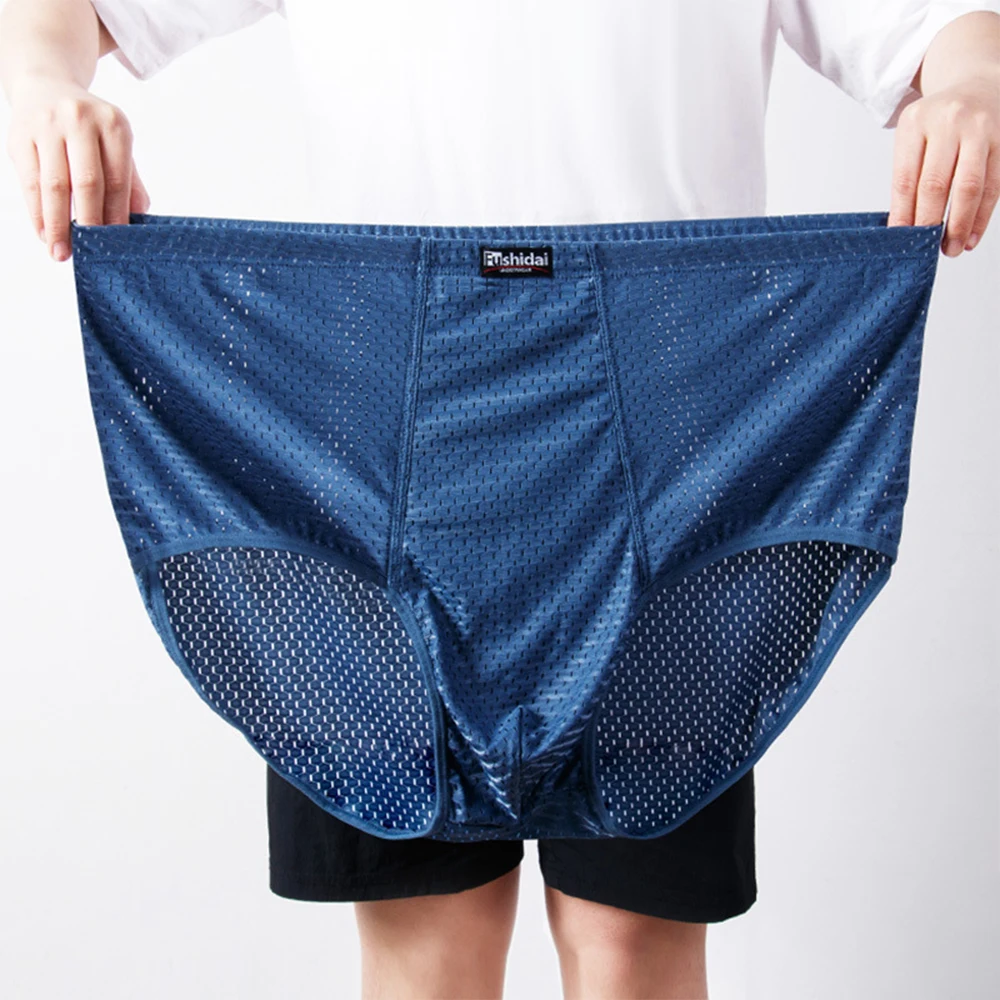 

Men Plain Boxer Briefs Classic Mesh Boxer Shorts Breathable Male Plus Size Briefs Big Underpants Comfort Fit Underwear 3XL-7XL
