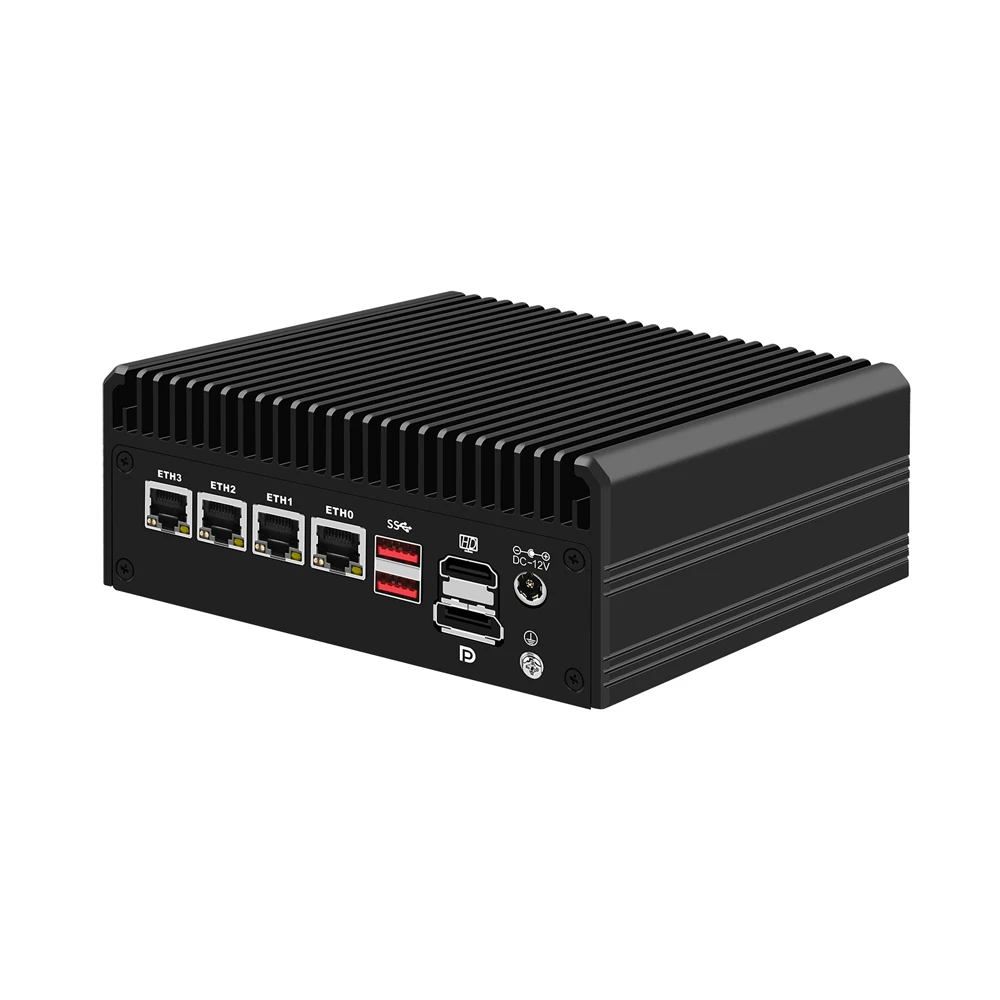 HUNSN Triple Display Micro Firewall Appliance,Mini PC,PFSense,Mikrotik,Alder Lake-N N100/N305, OPNsense,VPN,Router PC,RJ35,4LAN 3