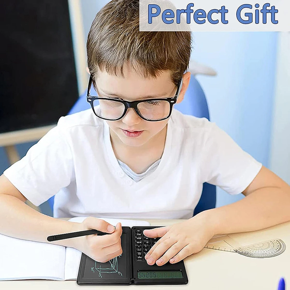 Scientific Calculator 2-In-1 Foldable 6 inch Writing Tablet 10 Digit LCD Display For College Office Student Teacher Accountant