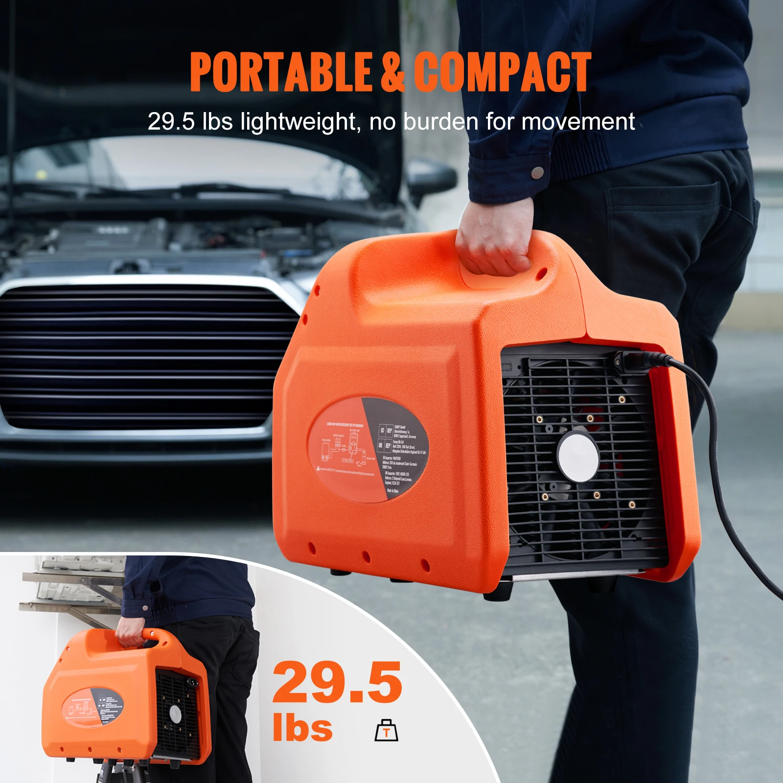 Portable 1HP/3/4 HP Refrigerant Recovery Machine AC Recovery Machine 120V Machine HVAC Liquid Refrigerant