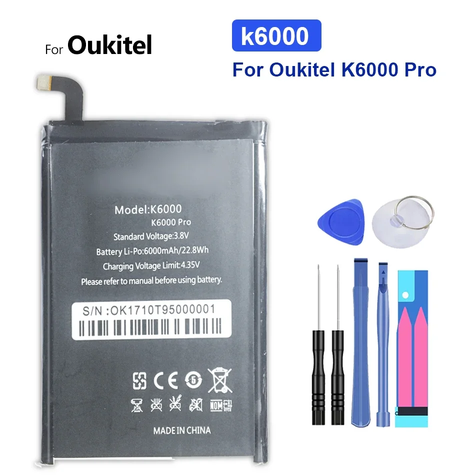 

6000mAh Replacement Battery For Oukitel K6000 Pro, K6000Pro + Tracking Number