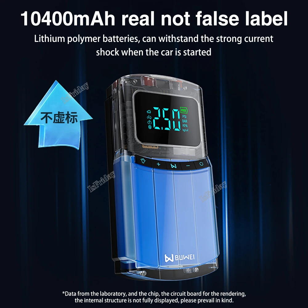 ISFRIDAY 4 in 1 Car Jump Starter Air Pump 150PSI Air Compressor 10400mAh Peak Current 2000A Starter Device Digital Tire Inflat