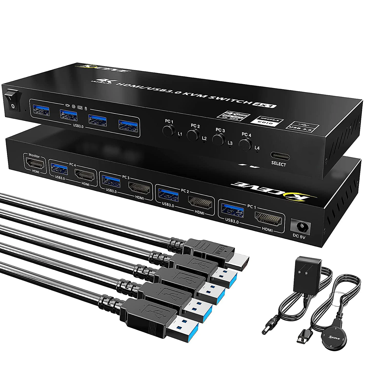 Switch Kvm Usb 3.0 Supporto Hdmi 4 Porte 4 K60 4:4:4 Switch Usb Hdmi 4 In 1Out E 4 Porte Usb 3.0 Per Stampante Mouse Tastiera