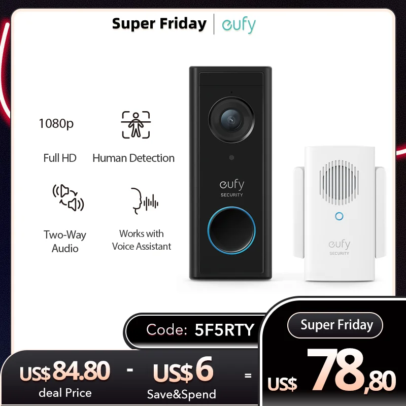 eufy Security Battery Video Doorbell Kit Wire-Free Doorbell