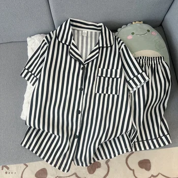 2Summer short-sleeve pajama set for women, comfortable and trendy, shorts can be worn outside, home wear set