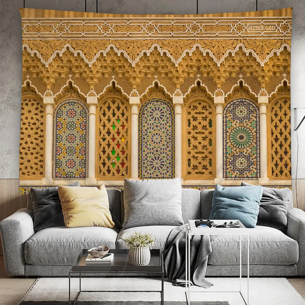 Moroccan Architectural Tapestry Wall Hanging Islamic Vintage Luxury