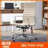 Ribbed Office Chair Meeting Chairs Mid Back Top Black Grain Leather Desk Chair Swivel Chair Adjustable Ergonomic Computer Chairs 1