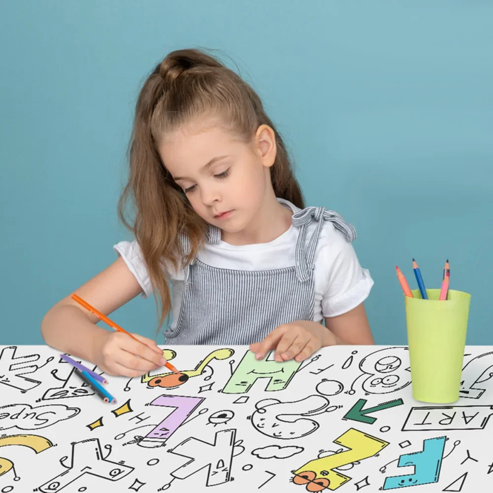 Kids Drawing Toys Sticky Coloring Roll Paper DIY Graffiti Scroll Color Filling Paper Painting Educational Toys for Girls Gift 4