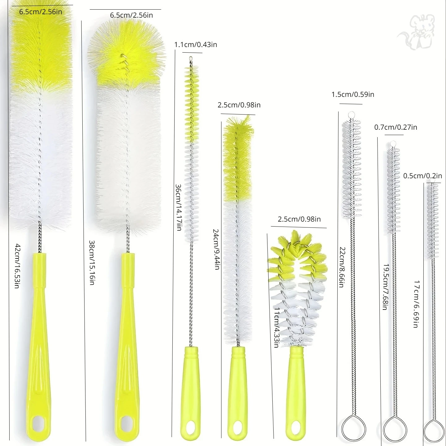 Straw Brush Tea Stain Removal Brush Multipurpose Kitchen Cleaning Brush For Water Bottle tea Cup Groove 8pcs