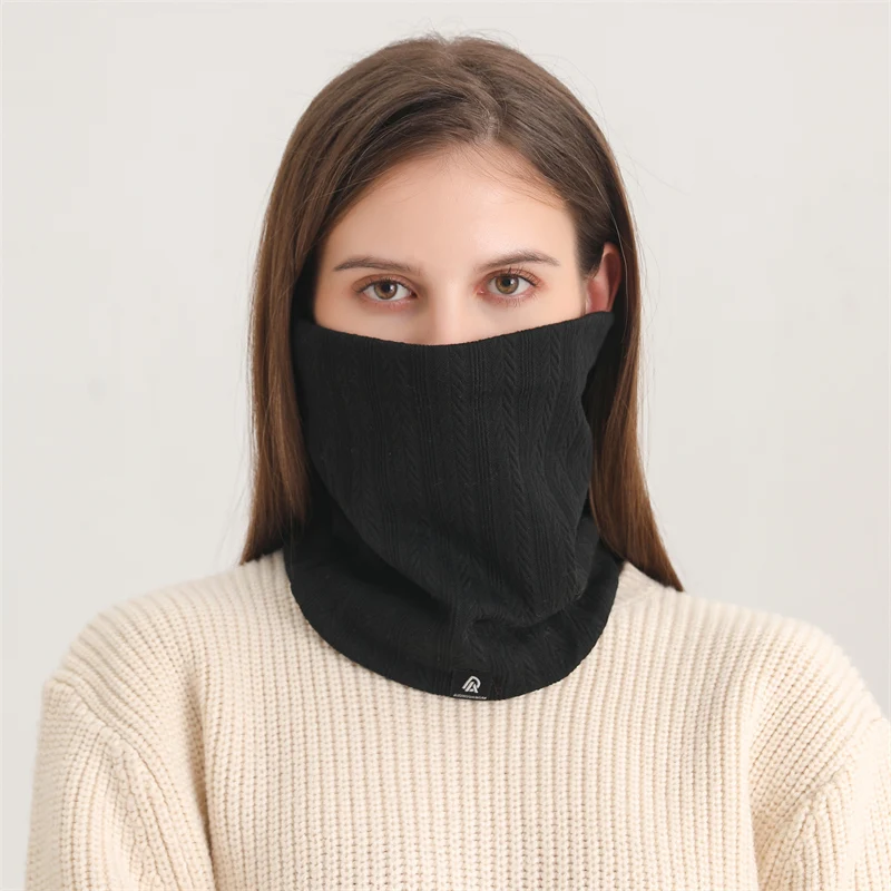 Enfärgad kashmirplysch varm vinterringhalsduk kvinnor män stickad helmask snood halsdukar bufanda tjock avgasrör_voghion.com