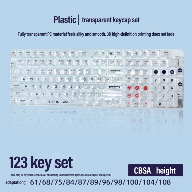 Discover the 132 Keys CBSA Profile Transparent Mechanical Keyboard Keycaps Tray-molded Boneless Horn-injected PC Keycap for Gateron Cherry MX