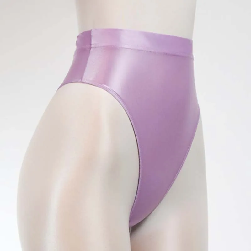 Women's Sexy Briefs Shiny High Waist Transparent G-string Icy Silk Seamless Underpants Female Dance Wear Underwear Thong Lingeri