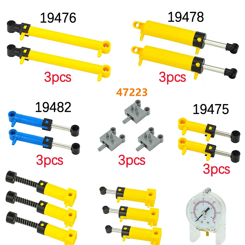 MOC Technical Pneumatic Pump Hose Brick Air Tank Rod Putter Pump Small (6L) V2 Reinforced Cylinder Leduo Block 19476 19482 47225