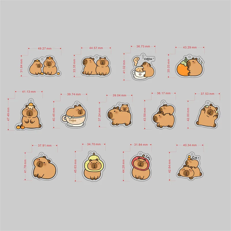 Cute Capybara Keychain Cartoon Water Dolphin Key Chain Acrylic Pendant DIY Small Charm