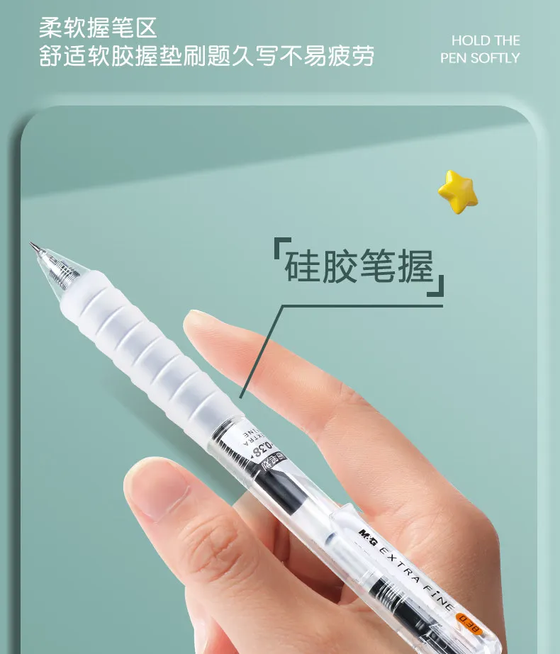 M&G Gelstift, ultrafein, 0,2 mm/0,38 mm, schwarzer Finanzstift, nachfüllbar, ideal für Studenten und Bürogebrauch – Detail 8
