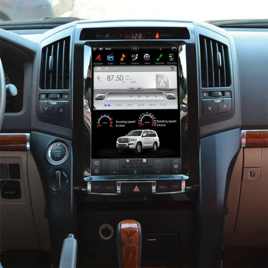 Головное устройство с экраном 12 1 дюйма Тесла для Toyota Land Cruiser 200 LC200 2008-2019 Android радио