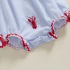 Newborn Baby Girl Crawfish Smocked Bubble Romper Lobster Ruffle Short Sleeve Bodysuit Jumpsuit Summer Outfits 6