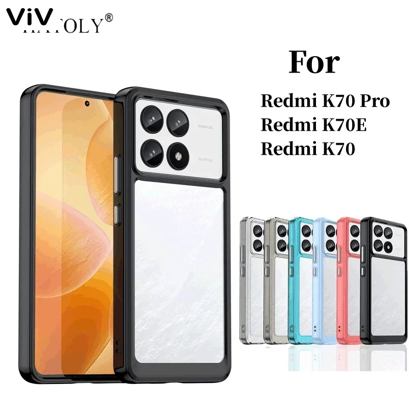 

Чехол для Xiaomi Redmi K70 Pro, чехол для Xiao Redmi K70 K60 K50, Прозрачный бампер, силиконовый чехол, задняя крышка для Redmi K70 Pro