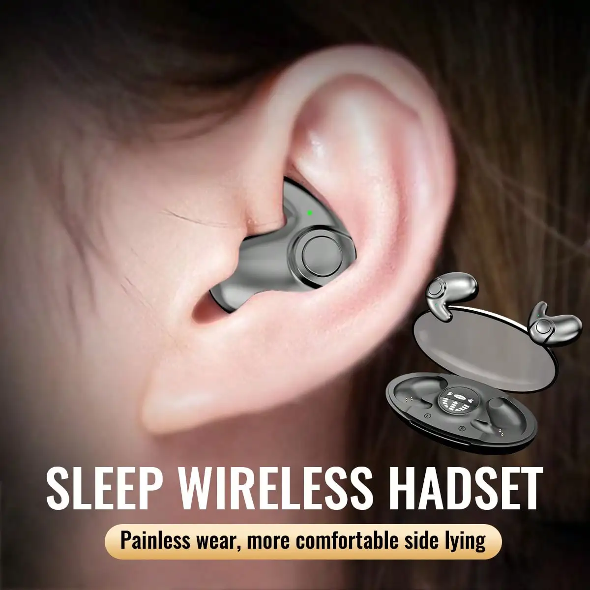 In ear sleep wireless earphones, high fidelity stereo music and microphone noise reduction, waterproof wireless sports earphones