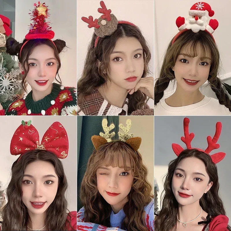 Christmas Hair Hoop Plush Reindeer Antlers Deer Ear Party Cosplay Headbands Headwear hair accessories hair headband deer ears headgear