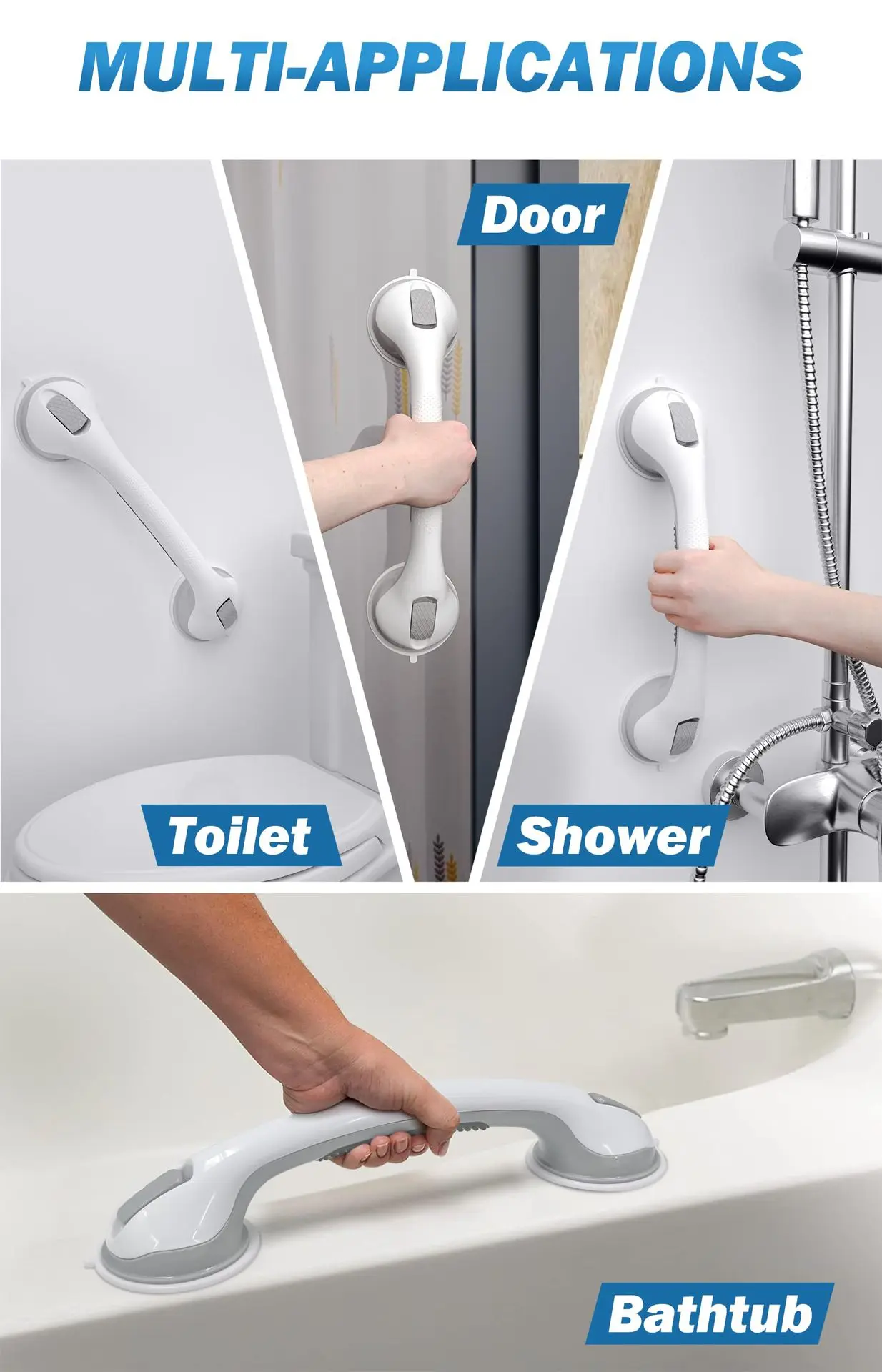 Description Picture 5 of itemShower Grab Bars for Bathtubs and Showers, Easy to Install Suction Shower Handles for Bathroom Removable Handrails for Seniors