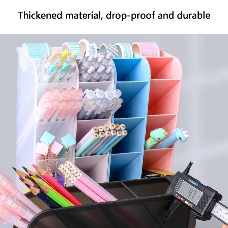 Japanese Style Desk Organizer Pen Holder Makeup Brush Storage Box for School Supplies Kawaii Stationery Office Accessories