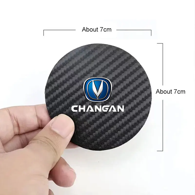 탄소 섬유 자동차 워터 컵 코스터 2Pcs Changan CS75 PLUS CS95 CS15 Alsvin 용 미끄럼 방지 쿠션 매트