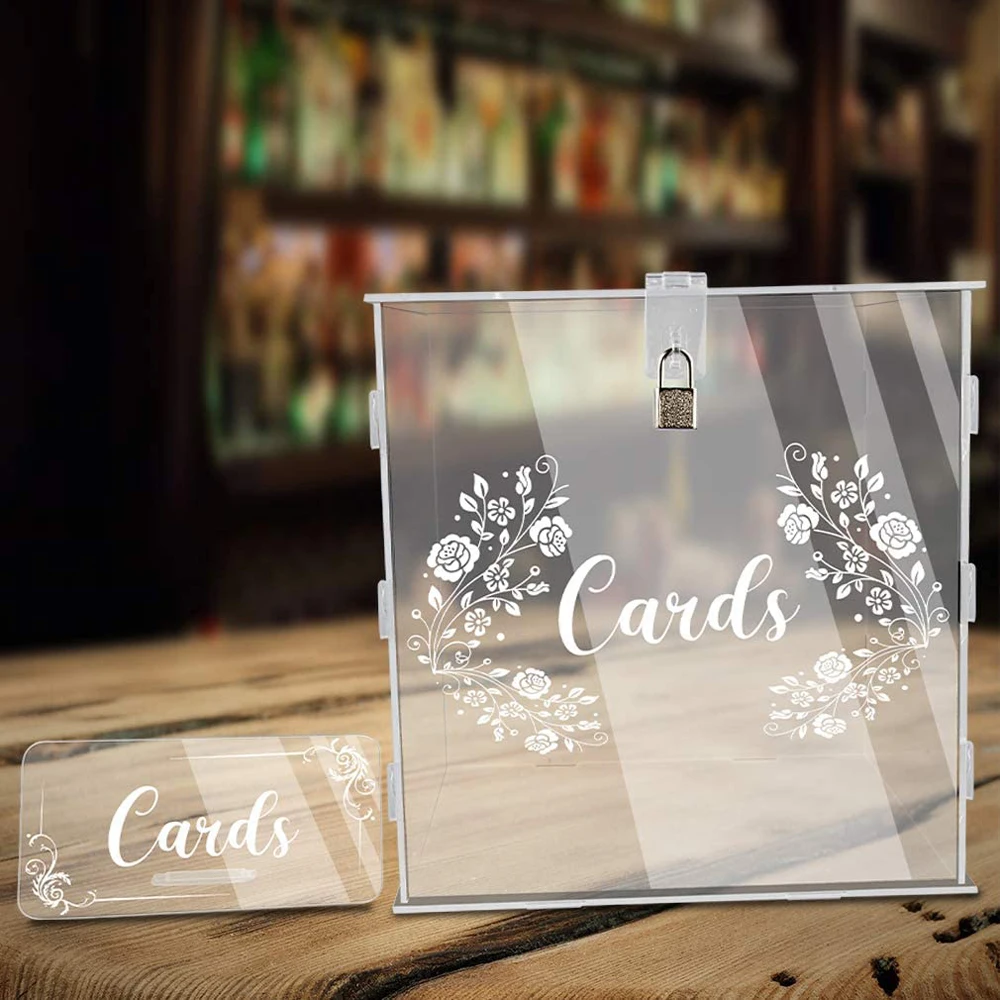 Source Acrylic Clear Card Box with Slot Personalized Wedding Card Box with  Lock and Key on m.