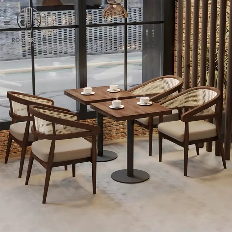 Coffee Shop Fast Food square Commercial Cafe Leather Round Wood Restaurant Bench Sofa Furniture Booth Seating Table Chair Set