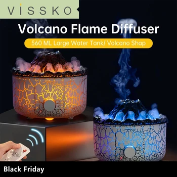 Flame Volcano Aromatherapy Humidifiers Diffuser With Colored Lights 560ml Ultrasonic Essential Oils Diffuser With Remote Control 1