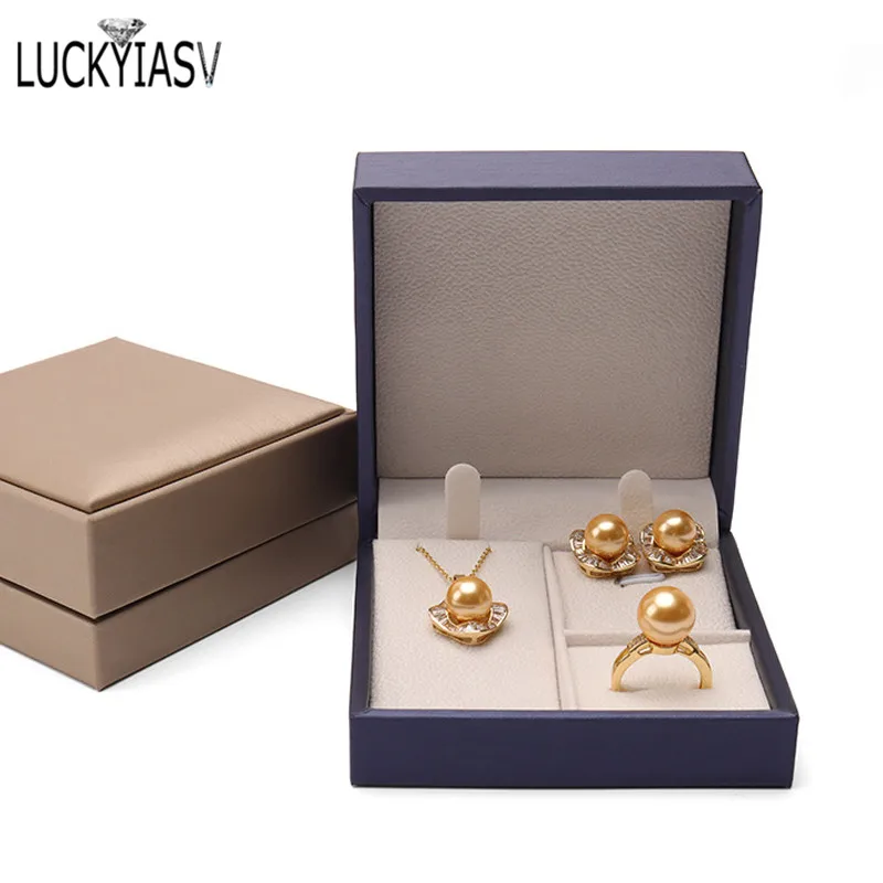 고품질 가죽 보석 반지 상자 보석 선물 상자 쌍 반지 귀걸이 목걸이 팔찌 상자 Jewlery 주최자 컨테이너 2023