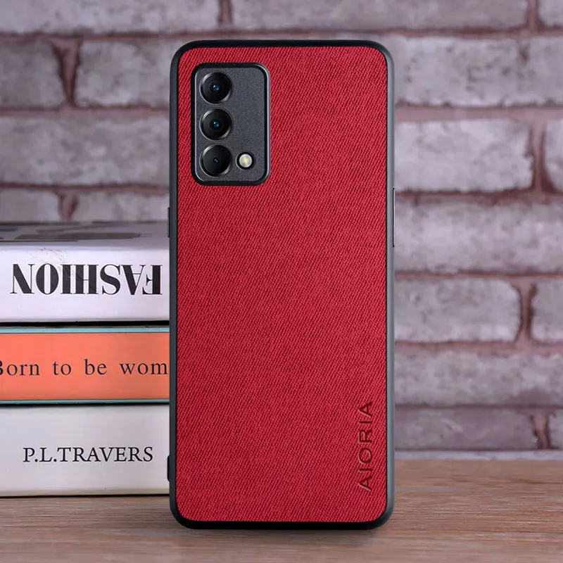 Luxurious Textile Leather Case with Soft TPU and Hard PC 3-in-1 Material - Phone Cover