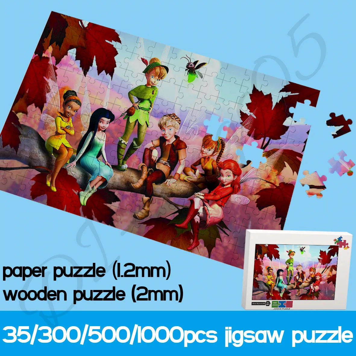 

Disney Animated Movie Jigsaw Puzzles Tinker Bell 35/300/500/1000 Piece Paper and Wooden Puzzles Decompress Toys and Hobbies