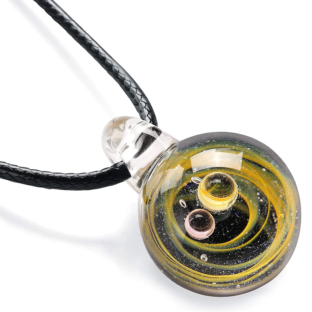 

Unique Galaxy Starry Sky Glazed Necklace Handmade Universe Nebula Glass Ball Pendant Jewelry