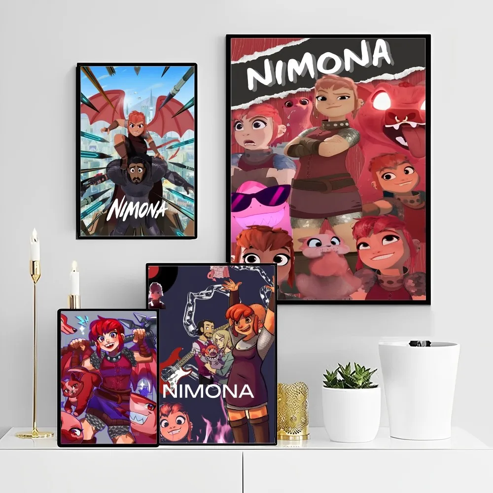 America Movie Anime Nimona Poster Autoadesivo Art Poster Retro Kraft Paper Sticker Diy Room Bar Cafe Vintage Decorativo