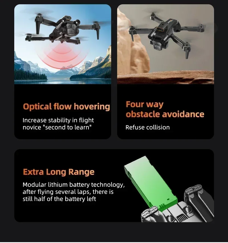 Description Picture 4 of item2025 M4 / M17 RC Drone 4K Professinal with Wide Angle Triple HD Camera Foldable Remote Control Helicopter WIFI FPV Height Hold