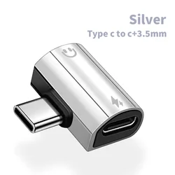 Dual Port USB - C to 3.5mm Audio and Charging Adapter (Silver)