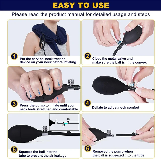 Cervical Neck Traction Device,Relief for Chronic Neck & Shoulder Alignment Pain,Inflatable Neck Stretcher Collar for Home Relief 6