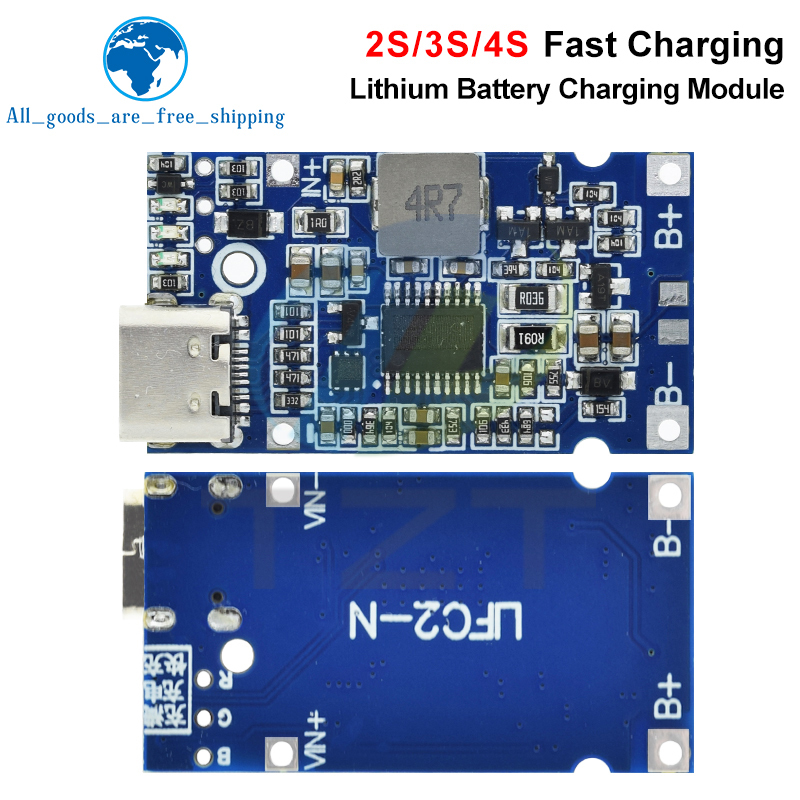 Type-C USB 2S 3S 4S BMS 4.5V-15V 18W 2A Lithium Battery Charging Module Support QC Fast Charge With Temperature Protection