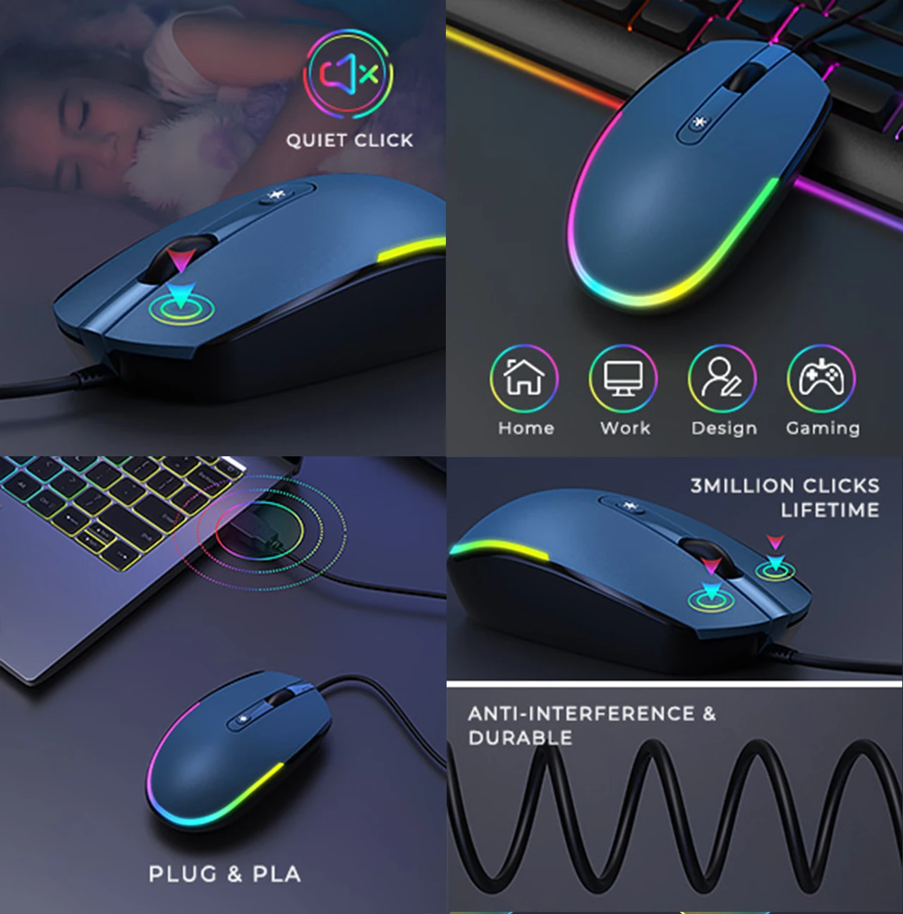 white gaming mouse wireless Jelly comb Wired Mouse LED RGB Backlit USB Mouse Wired Portable Computer PC Laptop Mice Office Mouse For Windows usb wireless mouse